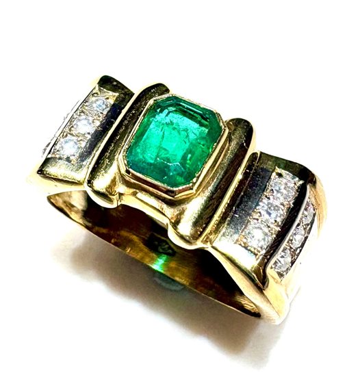 Ring Sommer Woman Anello Con Pietra in Gold Smeraldo 0.659 Ct SME CT 0.66 DIA CT 0.26 VS/G - SME CT 0.66 DIA CT 0.26 VS/G